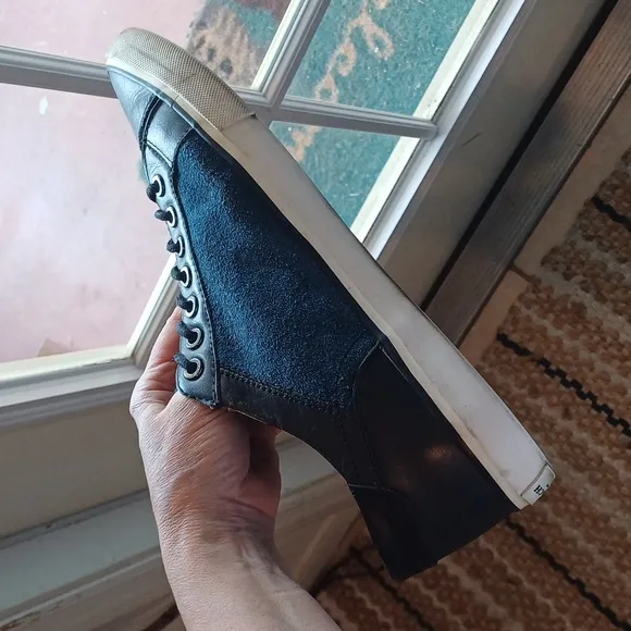 Coach Perkins trainer Camo suede &amp; leather navy &amp; indigo sneakers 10