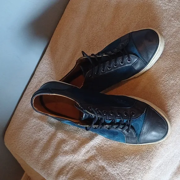 Coach Perkins trainer Camo suede &amp; leather navy &amp; indigo sneakers 10