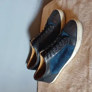 Coach Perkins trainer Camo suede &amp; leather navy &amp; indigo sneakers 10
