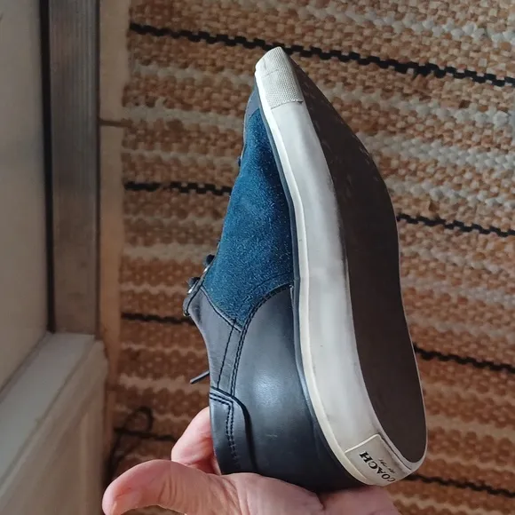 Coach Perkins trainer Camo suede &amp; leather navy &amp; indigo sneakers 10
