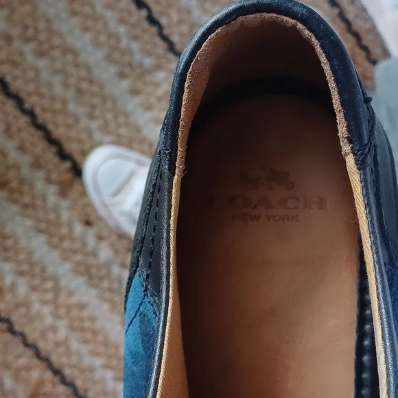 Coach Perkins trainer Camo suede &amp; leather navy &amp; indigo sneakers 10