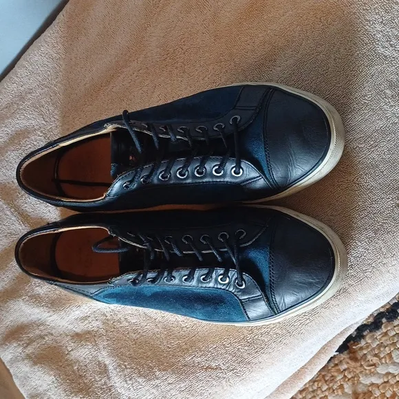 Coach Perkins trainer Camo suede &amp; leather navy &amp; indigo sneakers 10