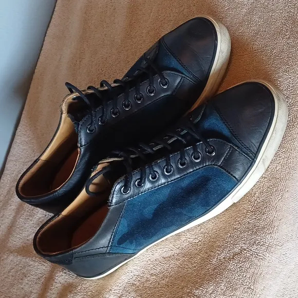Coach Perkins trainer Camo suede &amp; leather navy &amp; indigo sneakers 10
