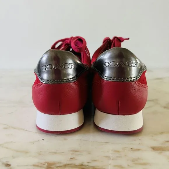 COACH Raylen Hot Pink Suede Low Top Lace Up Sneakers - US 9