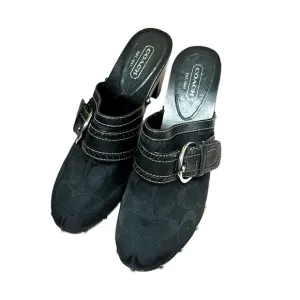 Coach Sable Classic C Logo Studded Mules Size 10M Black