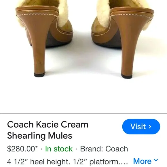 COACH Shearling suede/leather clog heels.