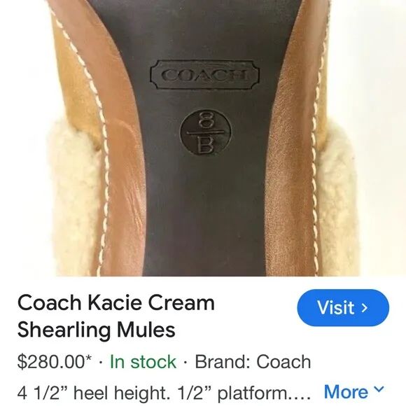 COACH Shearling suede/leather clog heels.