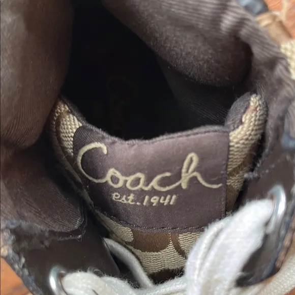 Coach Women's Black and Tan High-Top Sneakers