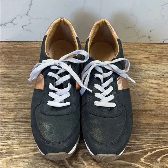 CoFi Genuine Leather Women's Size 8.5 Navy &amp; Metallic Pink Holly Sneakers