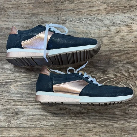 CoFi Genuine Leather Women's Size 8.5 Navy &amp; Metallic Pink Holly Sneakers