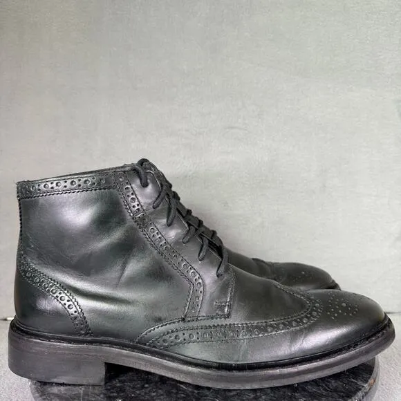 Cole Haan Chukka Boots Black Brogue Wingtip Leather Men's Size 9M US