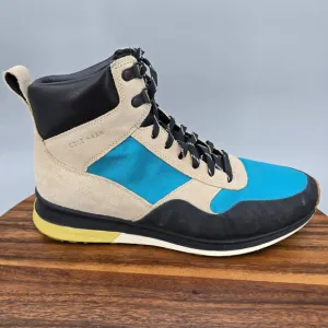 Cole Haan Grand Pro Hiker Boots Men's 9.5 M Blue Beige Suede Leather Lace Up