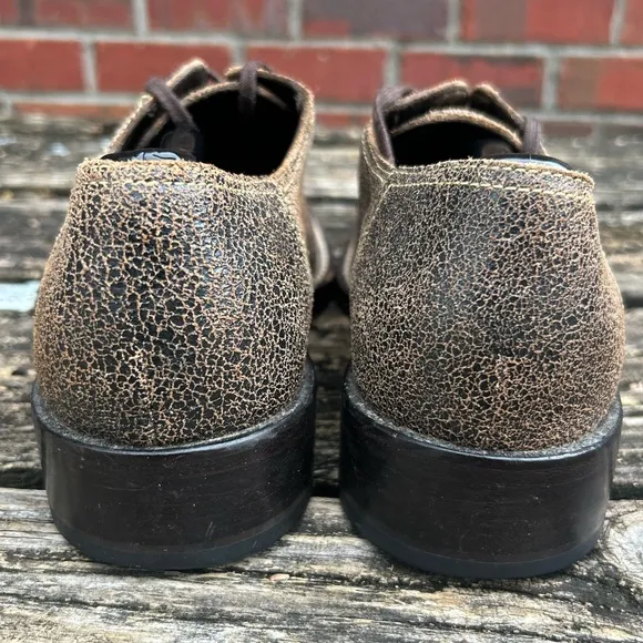 Cole Haan Mens Brown Distressed Leather Cap Toe Oxford Casual Dress Shoe Size 8