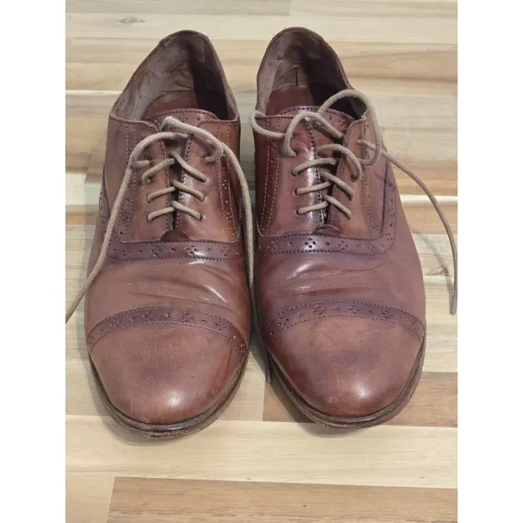 Cole Haan Men's Brown Leather Cap Toe Oxfords Shoes 8.5