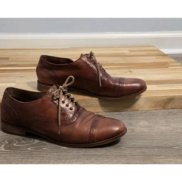 Cole Haan Men's Brown Leather Cap Toe Oxfords Shoes 8.5