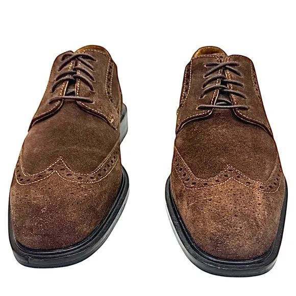 Cole Haan Mens  Brown Suede Wingtip Dress Casual Shoe Size 8.5 Medium EUC