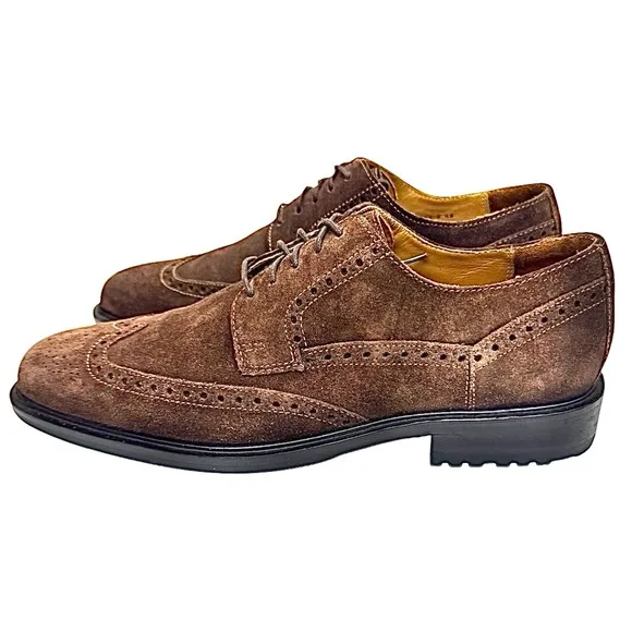 Cole Haan Mens  Brown Suede Wingtip Dress Casual Shoe Size 8.5 Medium EUC