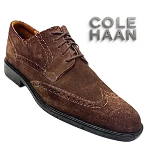 Cole Haan Mens  Brown Suede Wingtip Dress Casual Shoe Size 8.5 Medium EUC