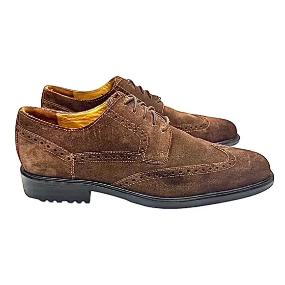 Cole Haan Mens  Brown Suede Wingtip Dress Casual Shoe Size 8.5 Medium EUC