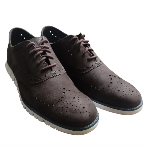 Cole Haan Men's Brown Zerogrand Wingtip Oxford Shoes Men's Size 12 Quiet Luxury