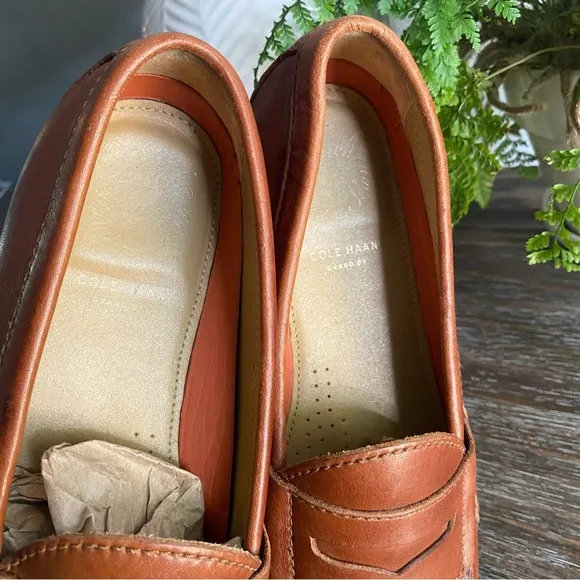 Cole Haan Men’s Grand Pinch Penny Loafer Leather Slip On Shoe Tan Camel Brown 8M