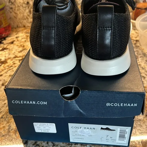 Cole Haan Men’s Oxford Shoes Grand Owen NEW Black knit ivory size 7