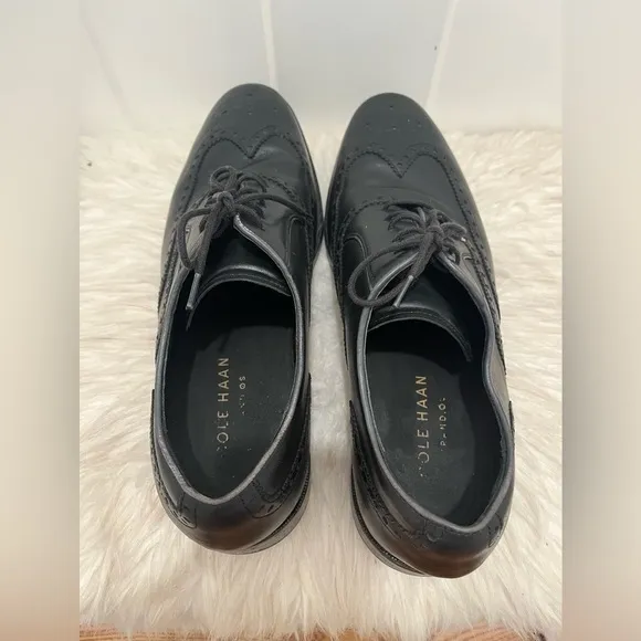 Cole Haan Mens Shoes Hamilton Grand Wing Tip Oxford Black Size 10 Lace up