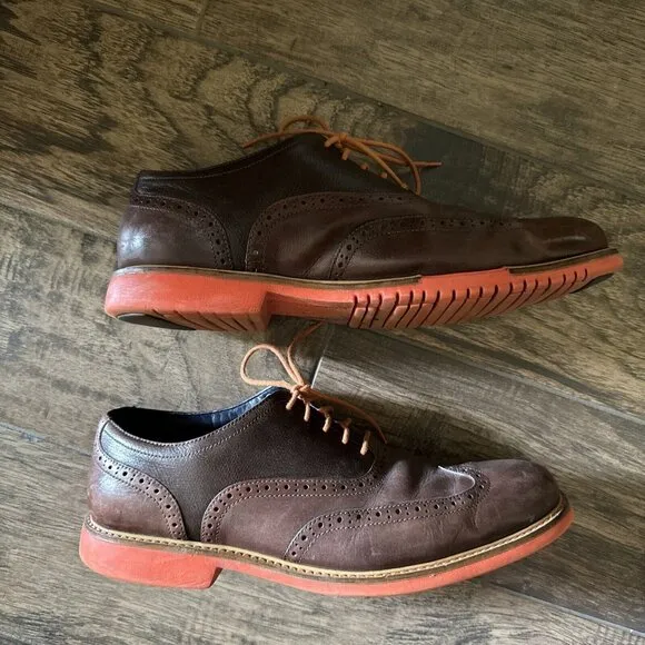 Cole‎ Haan Men’s Size 10.5M Great Jones Wingtip Shoes Brown Orange C11235