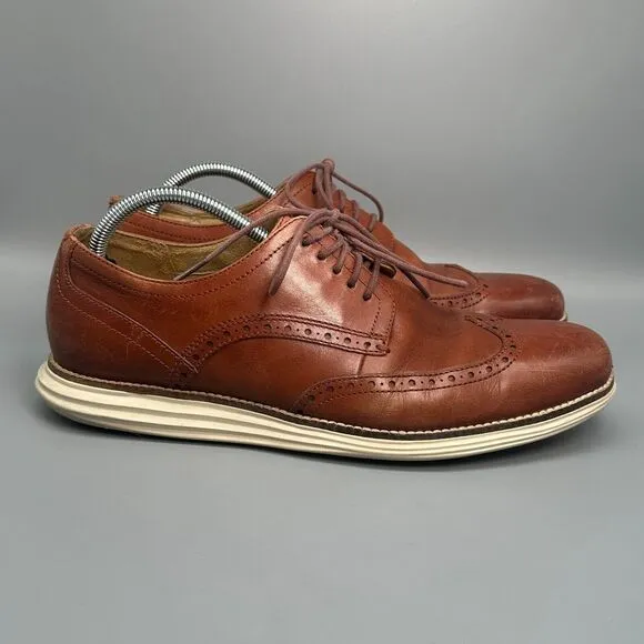 Cole Haan Original Grand Men's 10.5 Brown Leather Energyweave Wingtip Oxfords