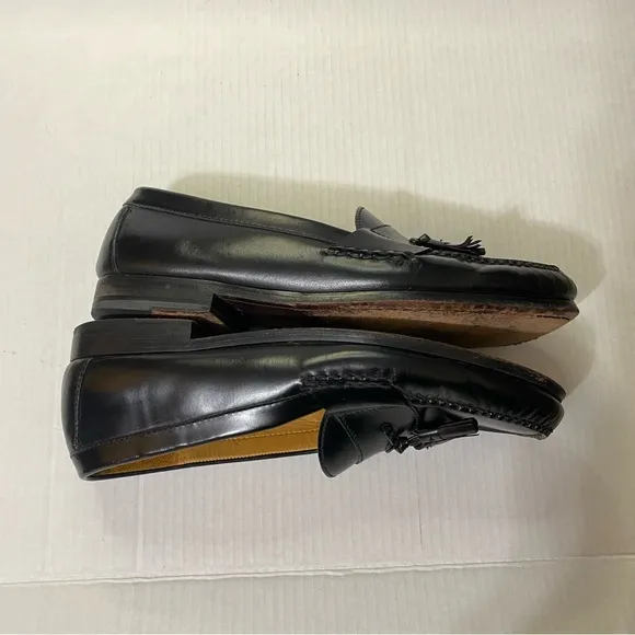 Cole Haan Size 11.5 D Pinched Tassel Black Leather Loafers Dress Shoes