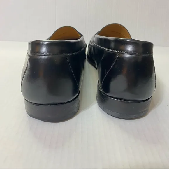 Cole Haan Size 11.5 D Pinched Tassel Black Leather Loafers Dress Shoes