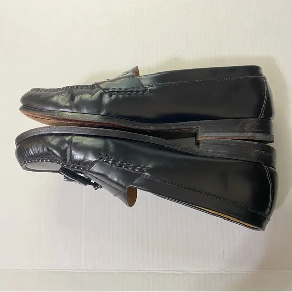 Cole Haan Size 11.5 D Pinched Tassel Black Leather Loafers Dress Shoes
