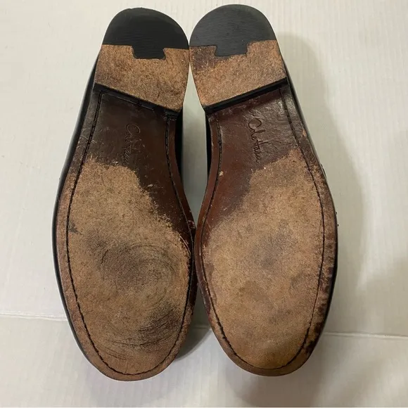 Cole Haan Size 11.5 D Pinched Tassel Black Leather Loafers Dress Shoes