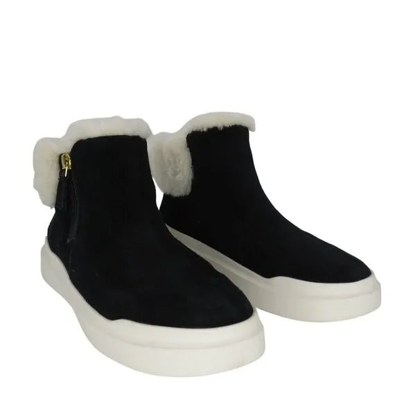 COLE HAAN Women's Black Suede Faux Fur GrandPrø Rally Sneaker Bootie Size 7B