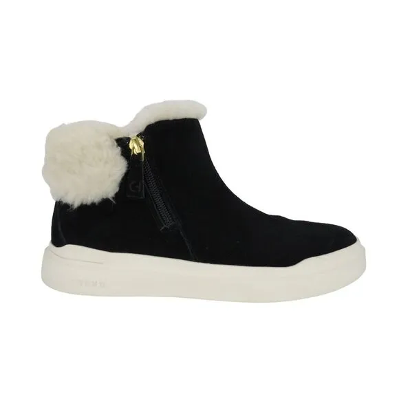 COLE HAAN Women's Black Suede Faux Fur GrandPrø Rally Sneaker Bootie Size 7B