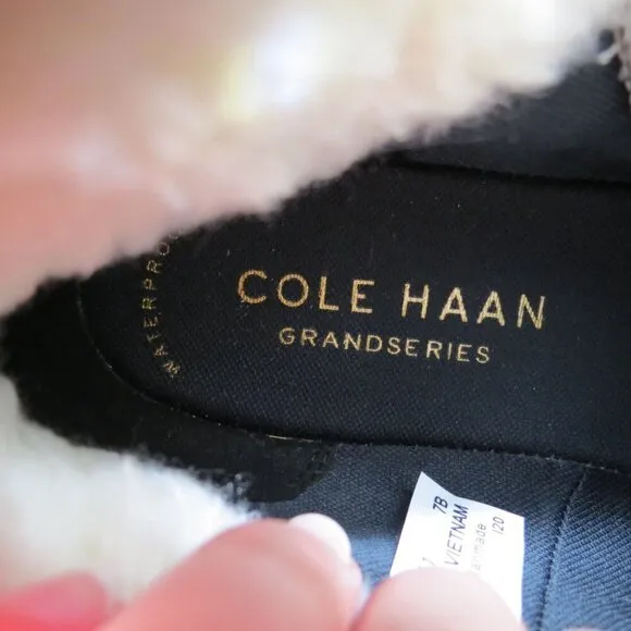 COLE HAAN Women's Black Suede Faux Fur GrandPrø Rally Sneaker Bootie Size 7B