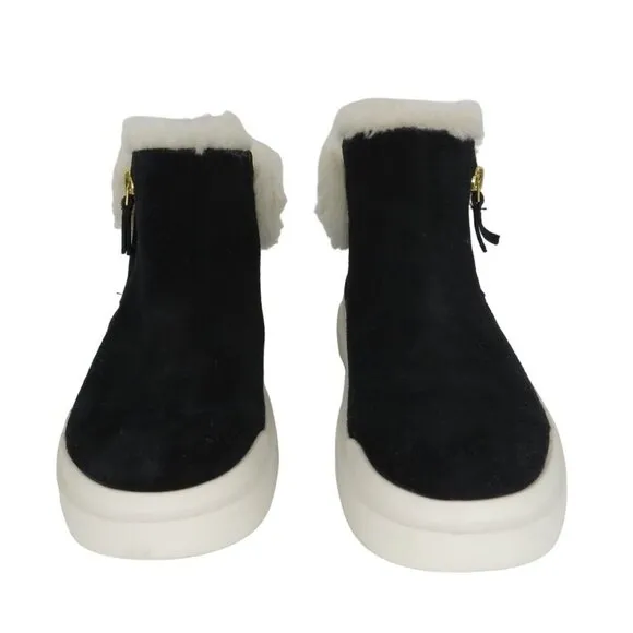 COLE HAAN Women's Black Suede Faux Fur GrandPrø Rally Sneaker Bootie Size 7B