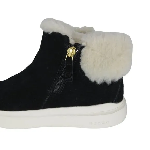 COLE HAAN Women's Black Suede Faux Fur GrandPrø Rally Sneaker Bootie Size 7B