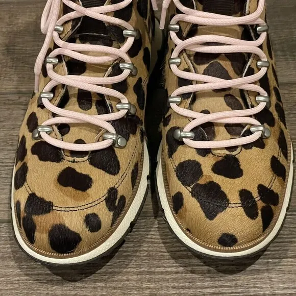 Cole Haan Zerogrand 4ZG Leather Hiker Jag Haircalf Boots Womens NWOB Leopard 6B