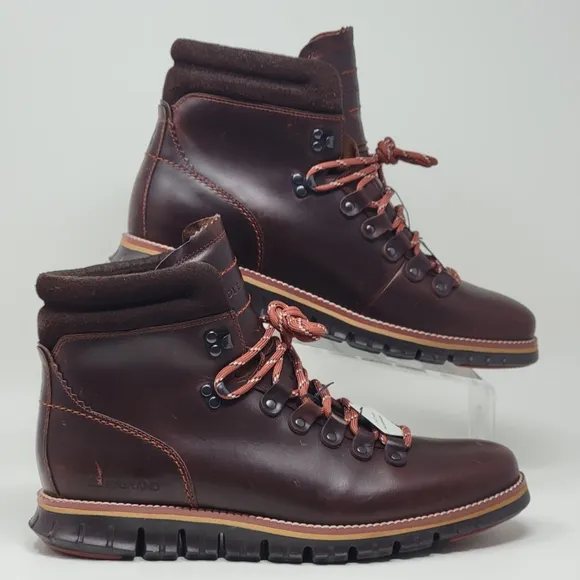 Cole Haan Zerogrand Hiker Waterproof Burgandy Boots Men's Size 9.5 C38229 New