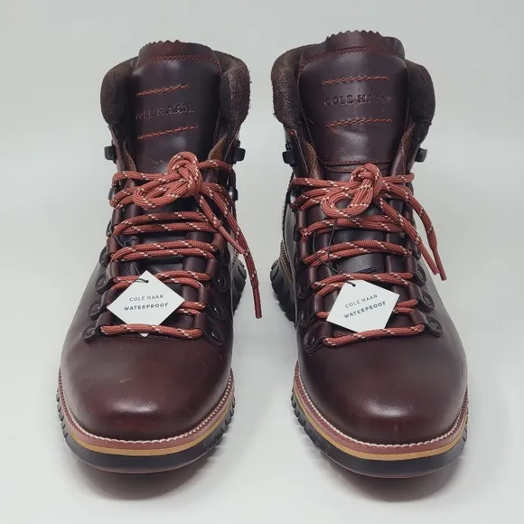 Cole Haan Zerogrand Hiker Waterproof Burgandy Boots Men's Size 9.5 C38229 New
