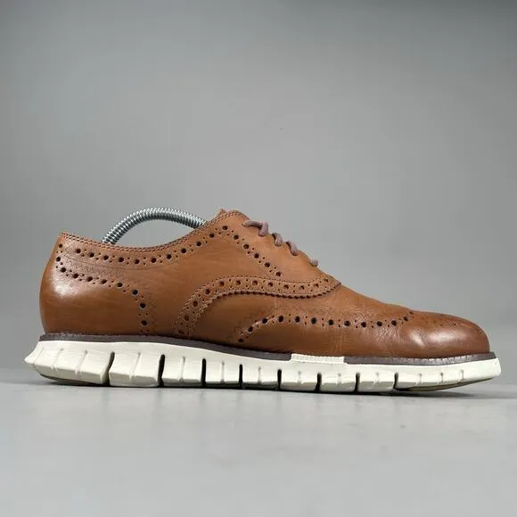 Cole Haan ZeroGrand Men’s Size 8.5 M Wingtip Oxford Brown Casual Dress Shoes GUC