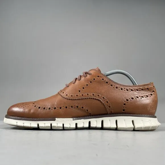 Cole Haan ZeroGrand Men’s Size 8.5 M Wingtip Oxford Brown Casual Dress Shoes GUC
