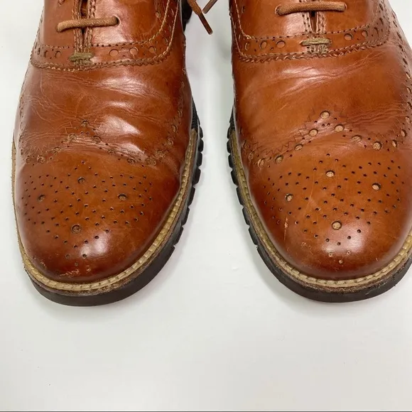 Cole Haan Zeroguard Wingtip Oxford British Tan Leather Java Sole Lace Up