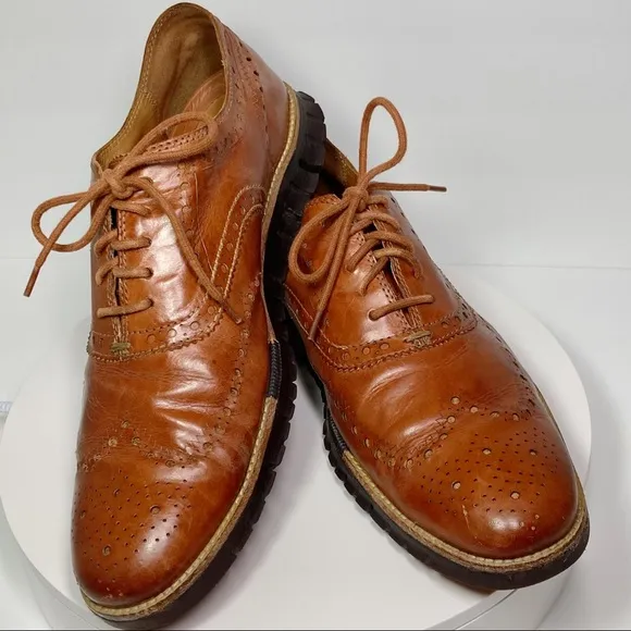 Cole Haan Zeroguard Wingtip Oxford British Tan Leather Java Sole Lace Up