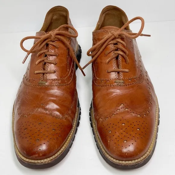 Cole Haan Zeroguard Wingtip Oxford British Tan Leather Java Sole Lace Up