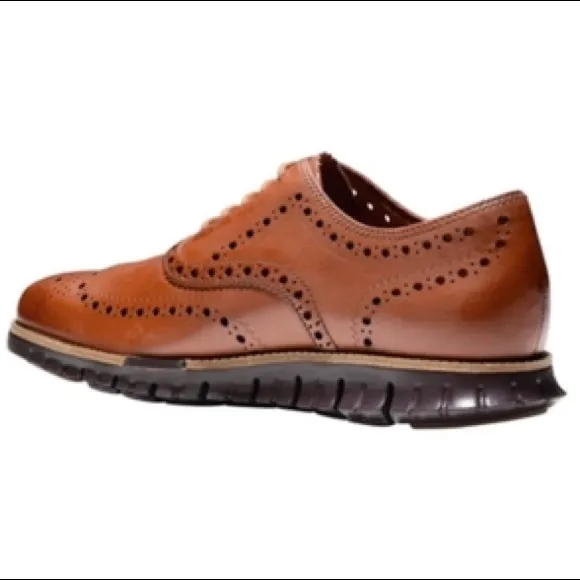 Cole Haan Zeroguard Wingtip Oxford British Tan Leather Java Sole Lace Up