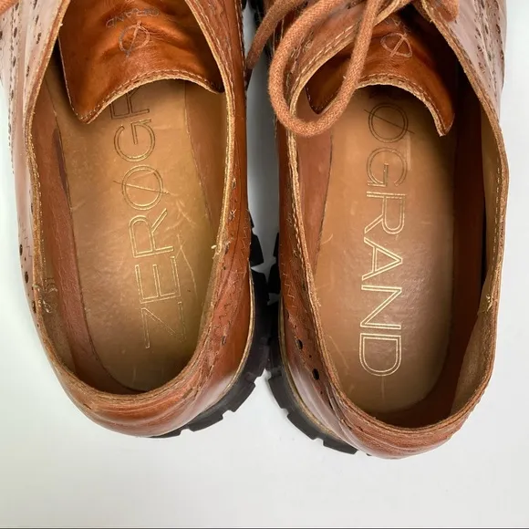 Cole Haan Zeroguard Wingtip Oxford British Tan Leather Java Sole Lace Up