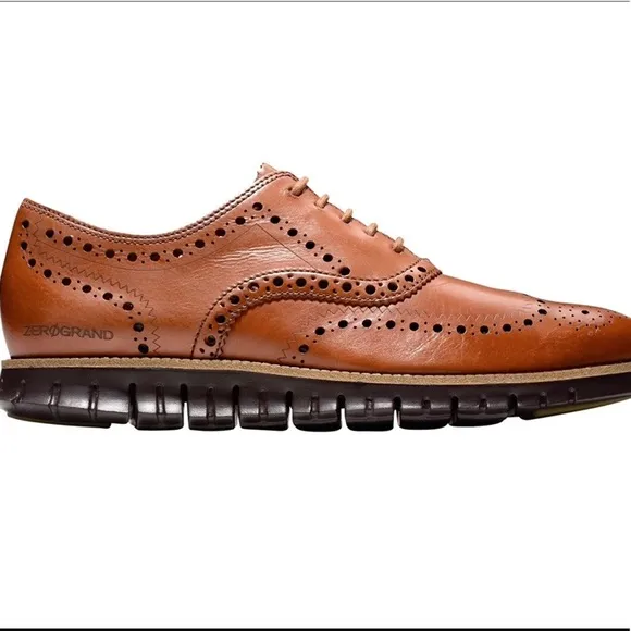 Cole Haan Zeroguard Wingtip Oxford British Tan Leather Java Sole Lace Up