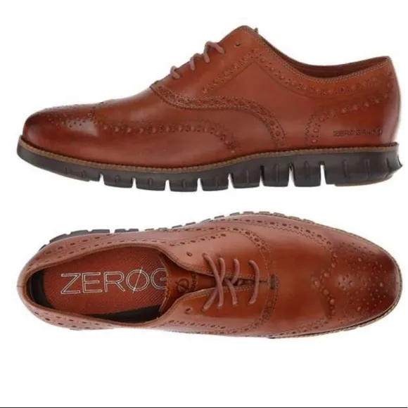 Cole Haan Zeroguard Wingtip Oxford British Tan Leather Java Sole Lace Up